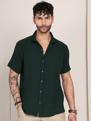 METRONAUT Men Solid Casual Dark Green Shirt