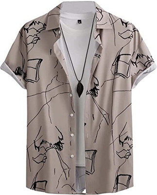 COMBRAIDED Women Printed Casual Black, Beige Shirt
