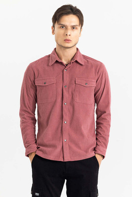 Snitch Men Striped Casual Pink Shirt