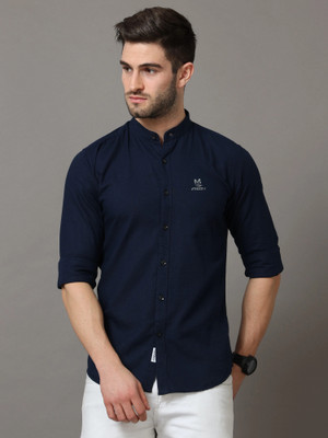 Style Nest Men Solid Casual Dark Blue Shirt