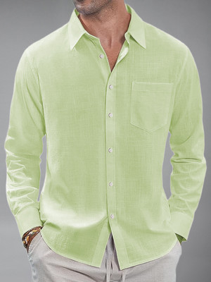 Apektra Men Solid Casual Green Shirt