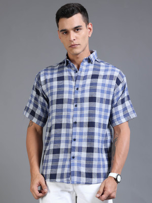 Kolor Fusion Men Self Design Casual Blue, Dark Blue Shirt