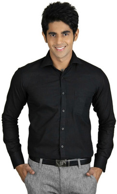 Super Westan Men Solid Casual Black Shirt