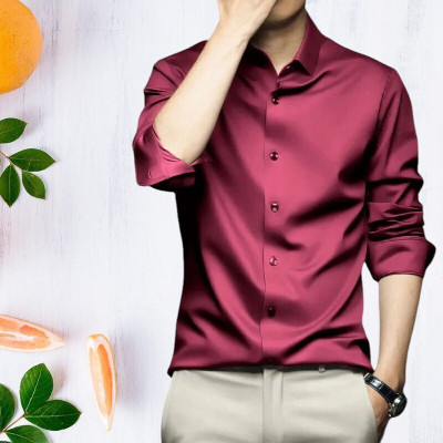 SATADHAR ENTERPRISES Men Solid Casual Maroon Shirt