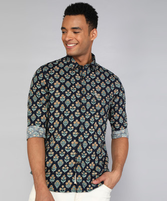 U.S. POLO ASSN. Men Printed Casual Blue Shirt