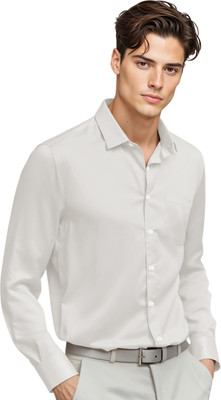 FR Men Solid Formal White Shirt
