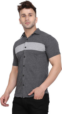 GEUM Men Solid Formal Grey Shirt
