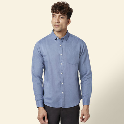Byford by Pantaloons Men Solid Casual Blue Shirt