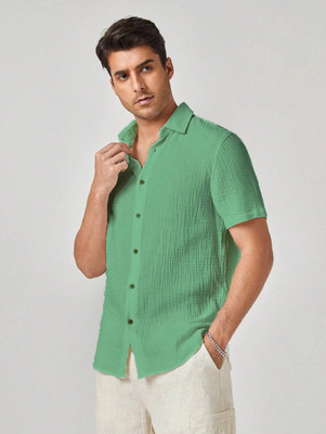 METRONAUT Men Self Design Casual Light Green Shirt