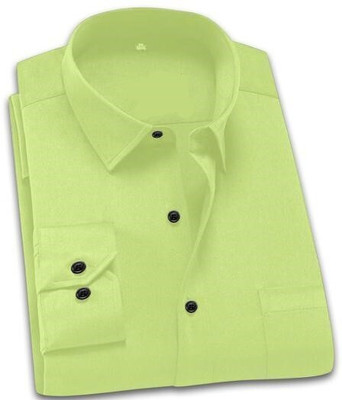 PAVITRAHUB Men Solid Casual Light Green Shirt