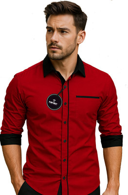 Plum Crazy Men Solid Casual Red Shirt