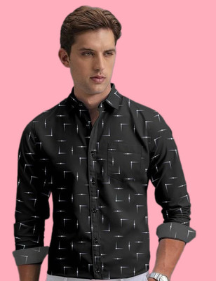 SMARTYFASHION Men Printed Casual Black Shirt