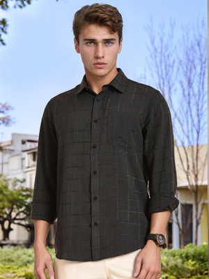 THOMAS SCOTT Men Checkered Casual Grey Shirt