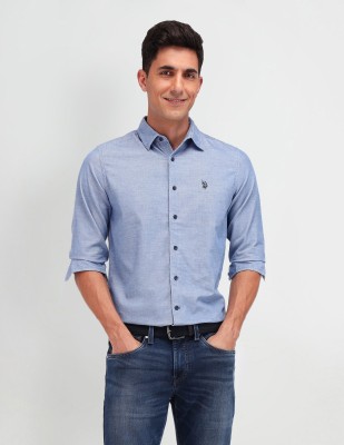 U.S. Polo Assn. Denim Co. Men Solid Casual Blue Shirt