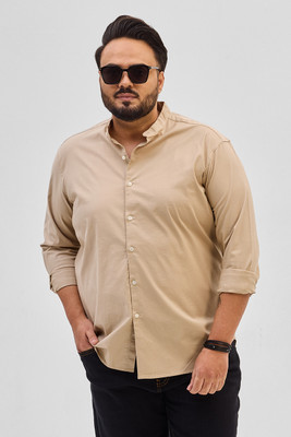 Snitch Men Solid Casual Beige Shirt