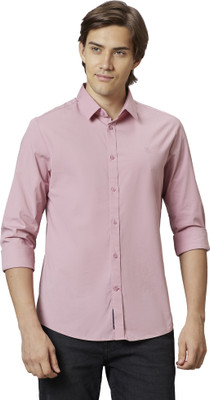 BEING HUMAN Men Solid Casual Pink Shirt