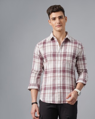 British Club Men Checkered Casual Pink Shirt