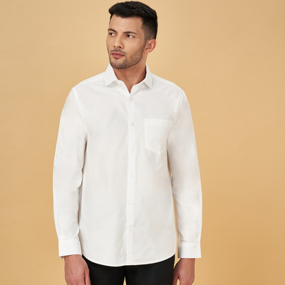 Peregrine by Pantaloons Men Solid Formal White Shirt
