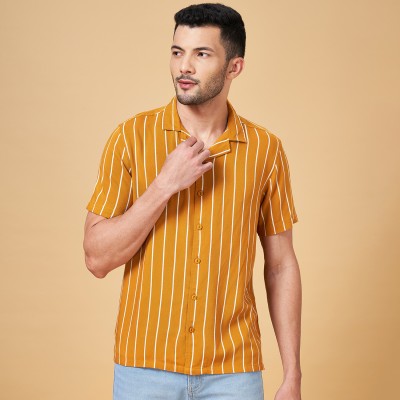 PEOPLE Men Striped Casual Yellow, White Shirt