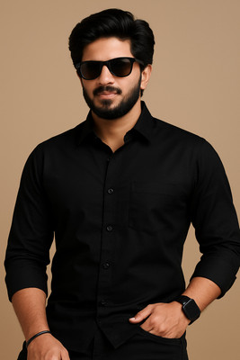 iexira Men Solid Casual Black Shirt
