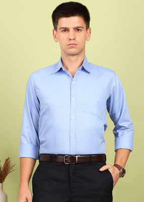 encore by INVICTUS Men Solid Formal Light Blue Shirt