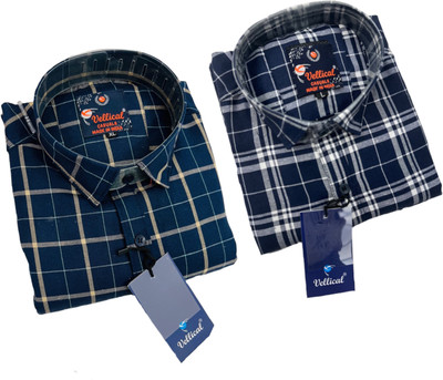 Vellical Men Checkered Casual Multicolor Shirt(Pack of 2)
