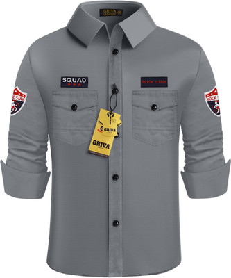 Grivacreation Boys Solid Casual Grey Shirt