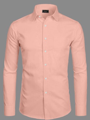 Dopri Men Solid Formal Orange Shirt