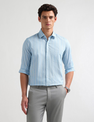 ARROW Men Striped Formal Blue Shirt