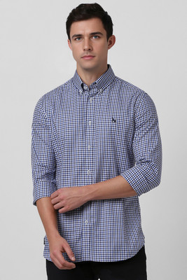 VAN HEUSEN Men Checkered Casual Blue Shirt