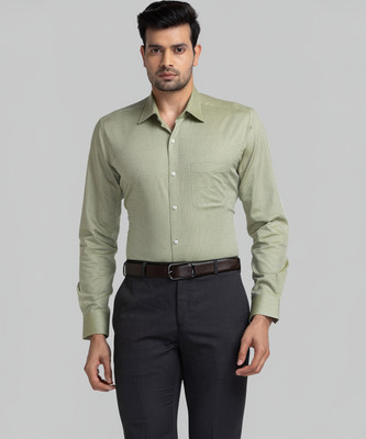 Raymond Men Self Design Formal Green Shirt