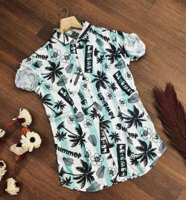 SANBROS Men Printed Casual White, Black Shirt