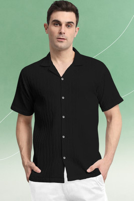 A DEEMOON TREND Men Striped Casual Black Shirt