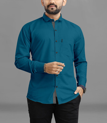 RAHUL LOOK Men Solid Casual Blue Shirt