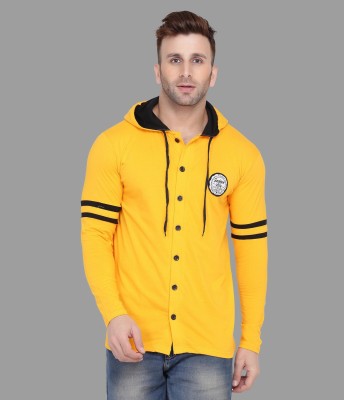 GEUM Men Color Block Casual Yellow Shirt