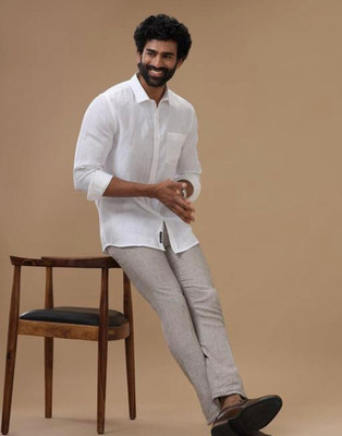 trendfeverstore Men Solid Casual White Shirt