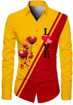 VMENTERPRISE Men Printed Casual Yellow Shirt