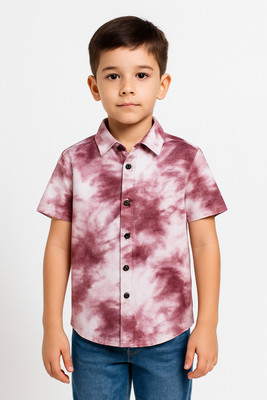 Torsenjro Boys Floral Print Festive Dark Blue Shirt