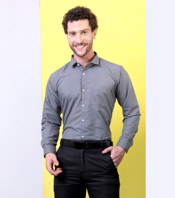 CONTRARY Men Solid Formal Grey Shirt
