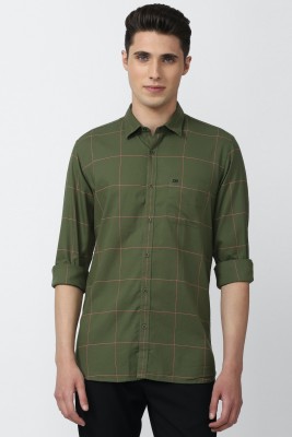 PETER ENGLAND Men Checkered Casual Green, White, Pink Shirt