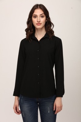 Fbella Women Solid Casual Black Shirt