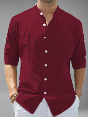 Yugnik Men Solid Casual Maroon Shirt