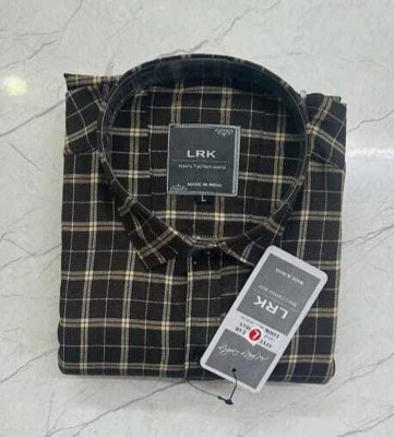 Liza Martin Men Checkered Casual Brown Shirt