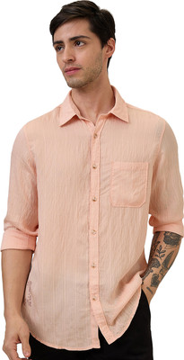Spykar Men Solid Casual Pink Shirt