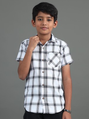 CAZZBA Boys Checkered Casual Black, White, Red Shirt