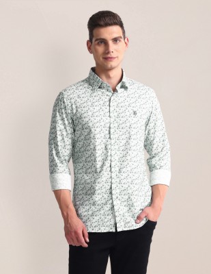 U.S. POLO ASSN. Men Printed Casual Grey Shirt