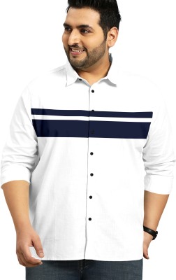 Aloof Men Striped Casual White Shirt