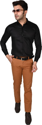 Vilantra Fashion Men Solid Casual Black Shirt