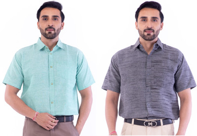 DESHBANDHU DBK Men Solid Casual Grey Shirt(Pack of 2)