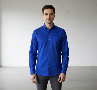 THE GENT CODEE Men Solid Casual Blue Shirt